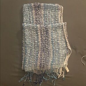 Handwoven Blue and White Scarf